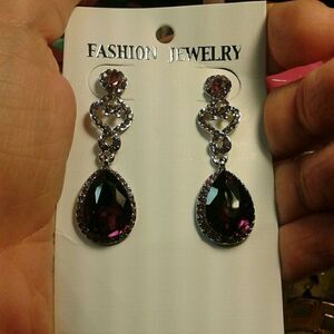 Maroon Shaded Crystal Earrings burgundy berry